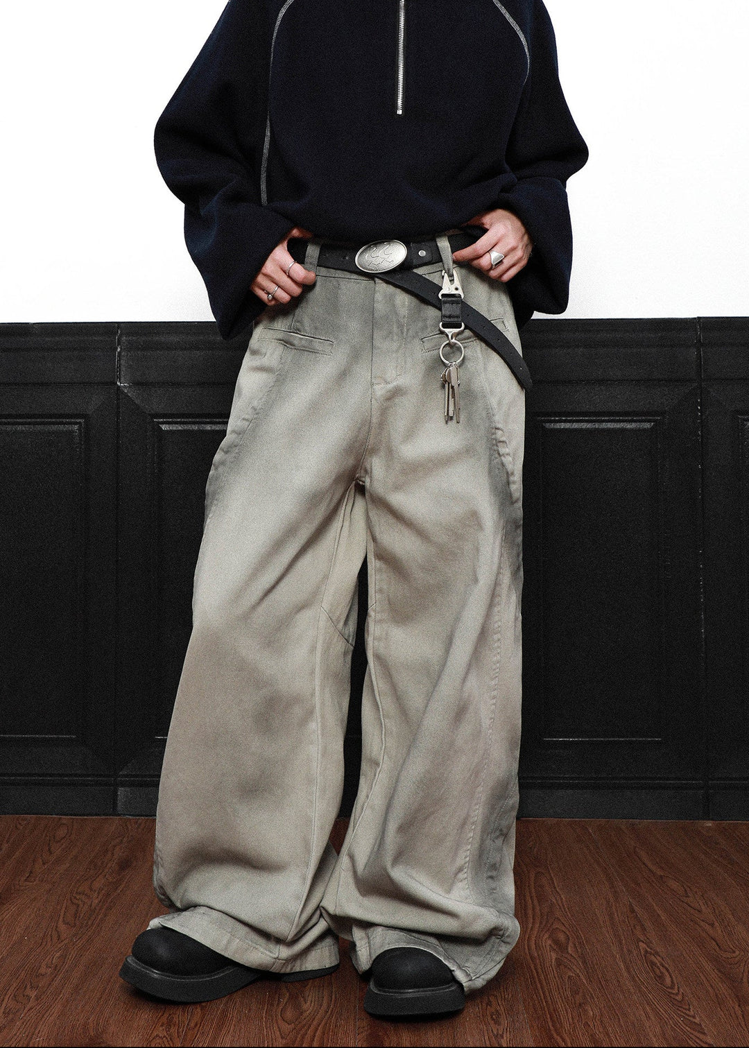 SMOKE DYE WIDE BAGGY PANTS AEDES4577 - Deuku