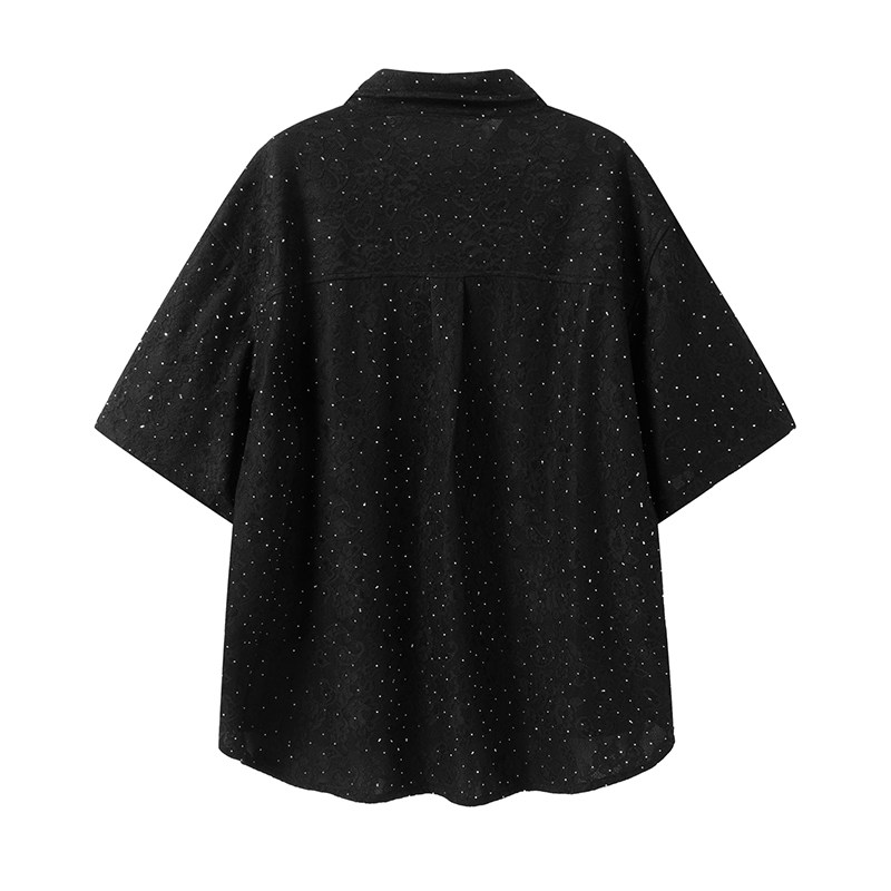 STUDDED LACE SHORT SLEEVE SHIRT BEDES4631