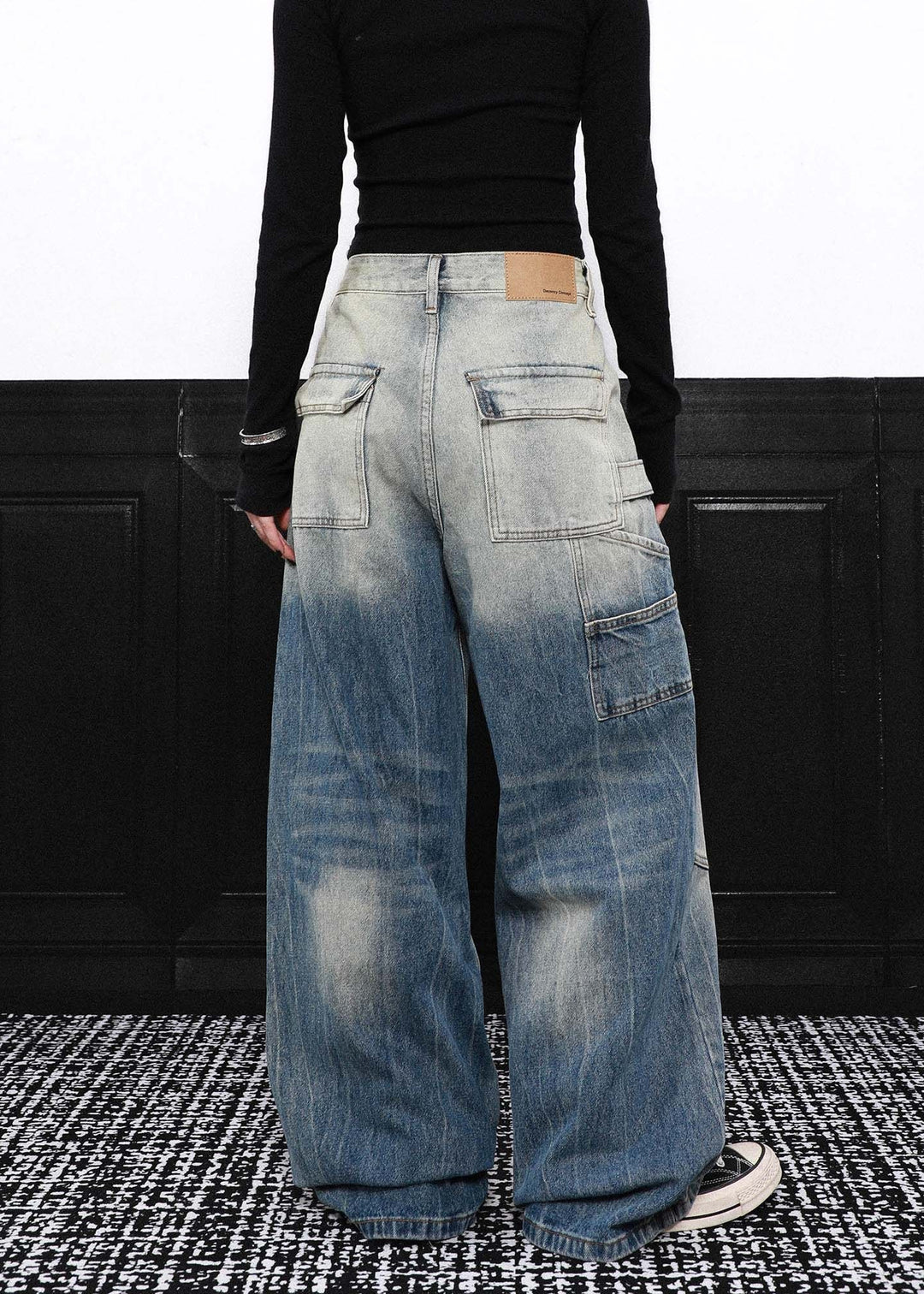 FADE PANEL WIDE DENIM PANTS AEDES4570 - Deuku