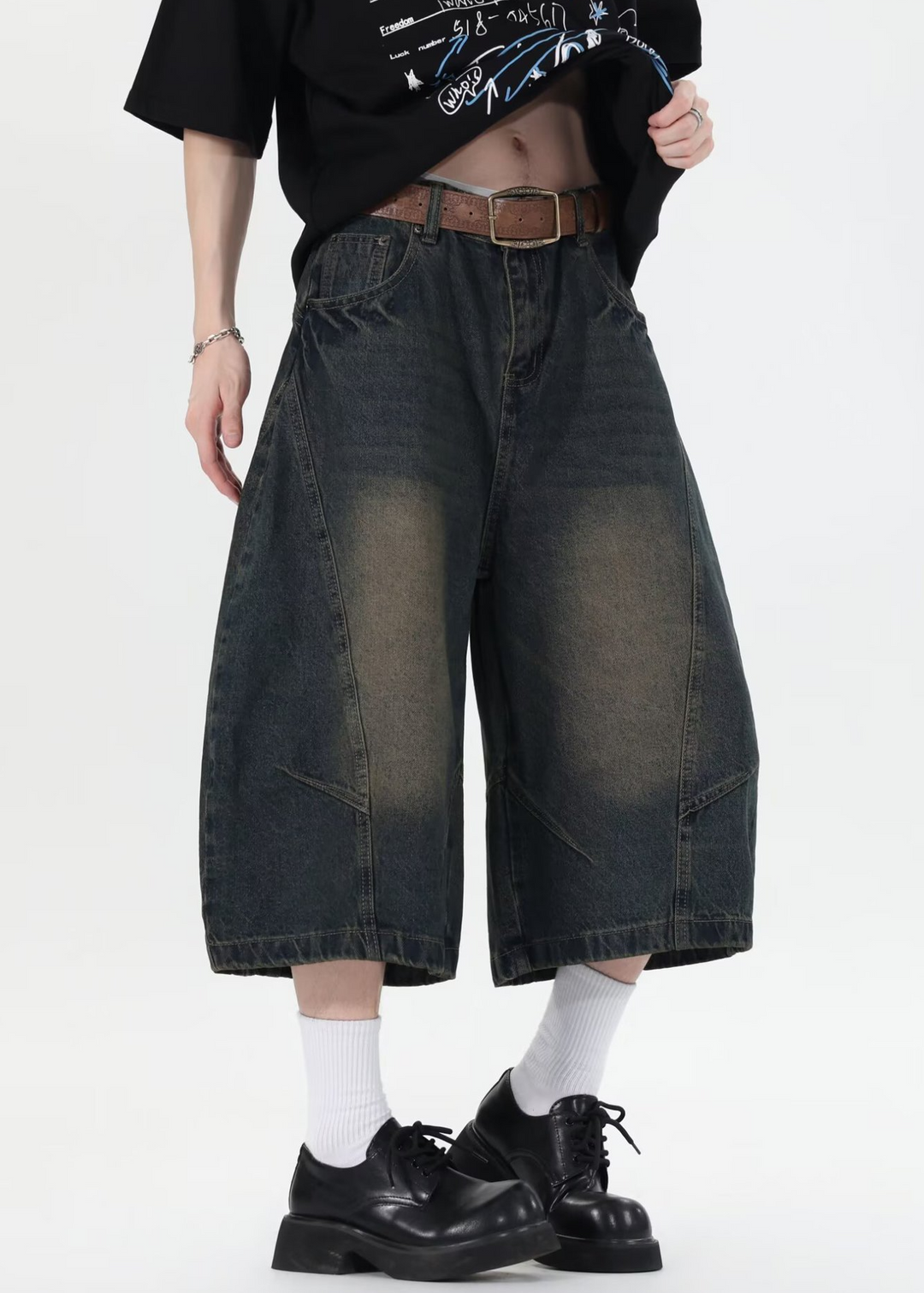CURVE WIDE DENIM BARMUDA PANTS BEDES4711