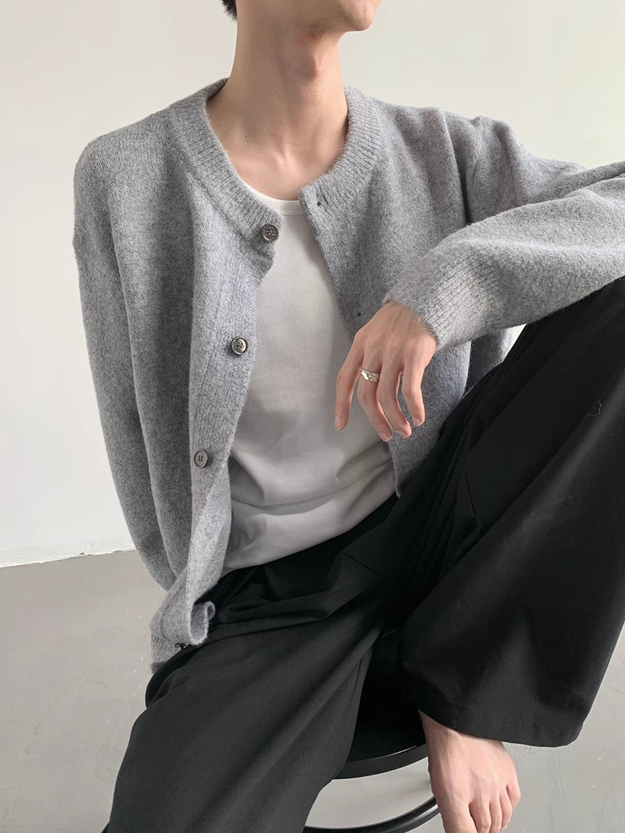 MINIMAL ROUND KNIT CARDIGAN BEDES4611