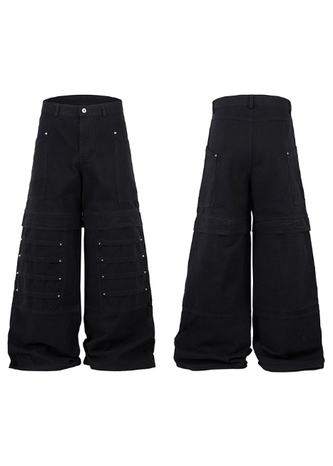 STUDDED DESIGN BAGGY WIDE PANTS DFDES4623