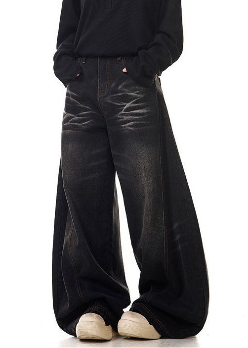 WHISKER FADE SUPER WIDE DENIM PANTS BEDES4738