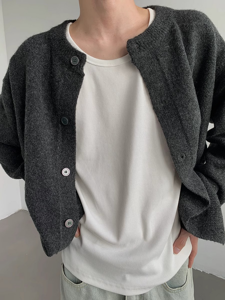 MINIMAL ROUND KNIT CARDIGAN BEDES4611