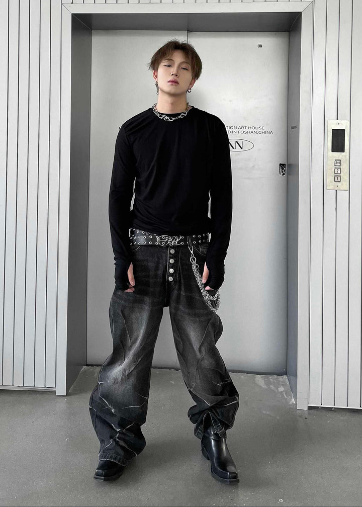 DESIGHNED WIDE DENIM PANTS DFDES4492