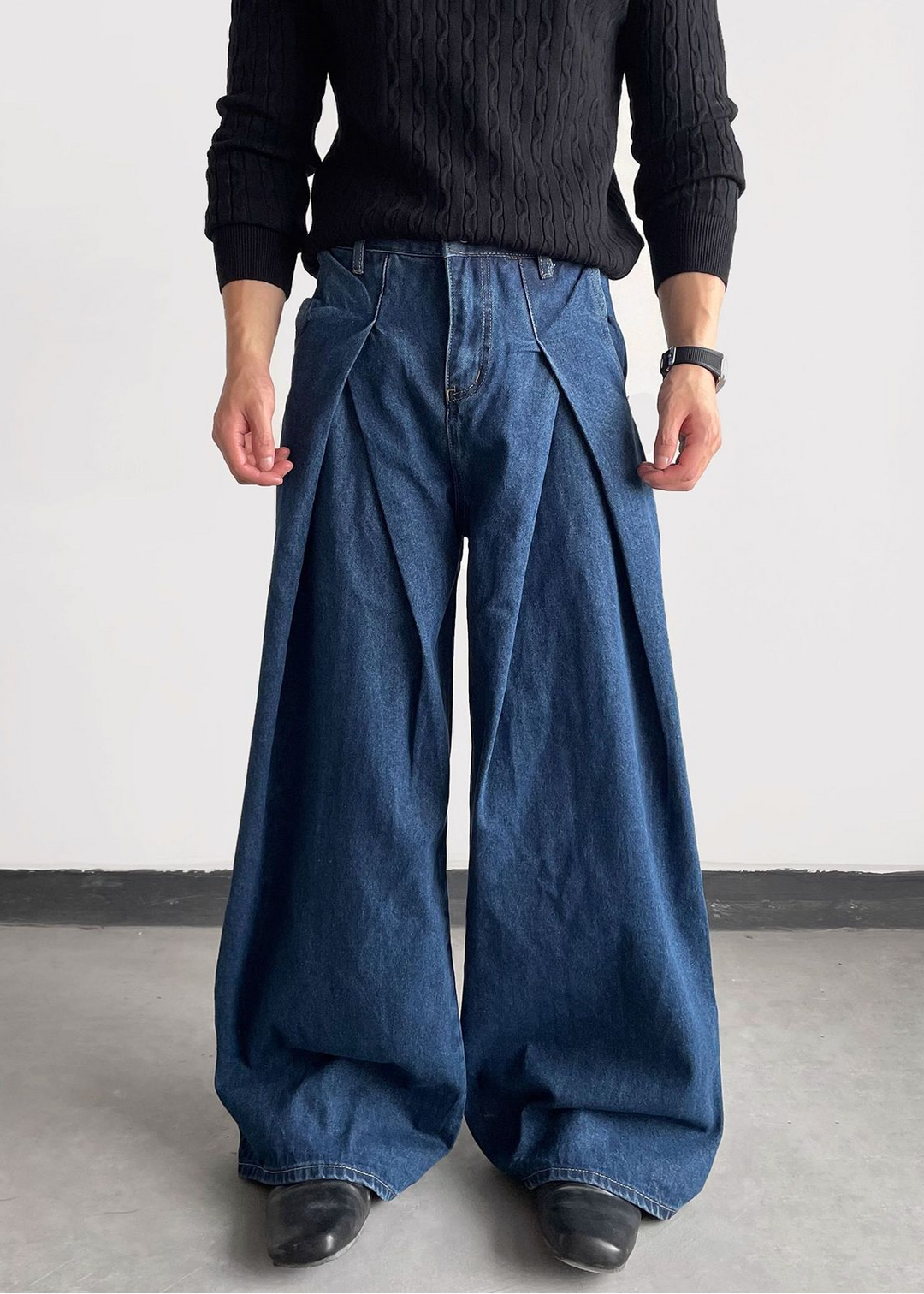 BOX PLEAT DENIM PANTS BEDES4531