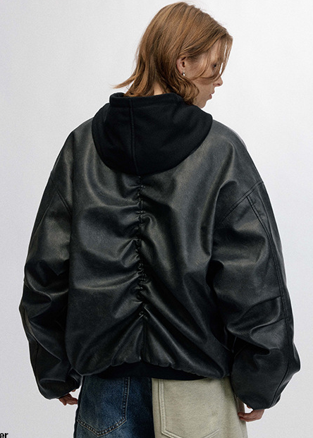 GATHERED BACK HOODED BOMBER JACKET BEDES4534