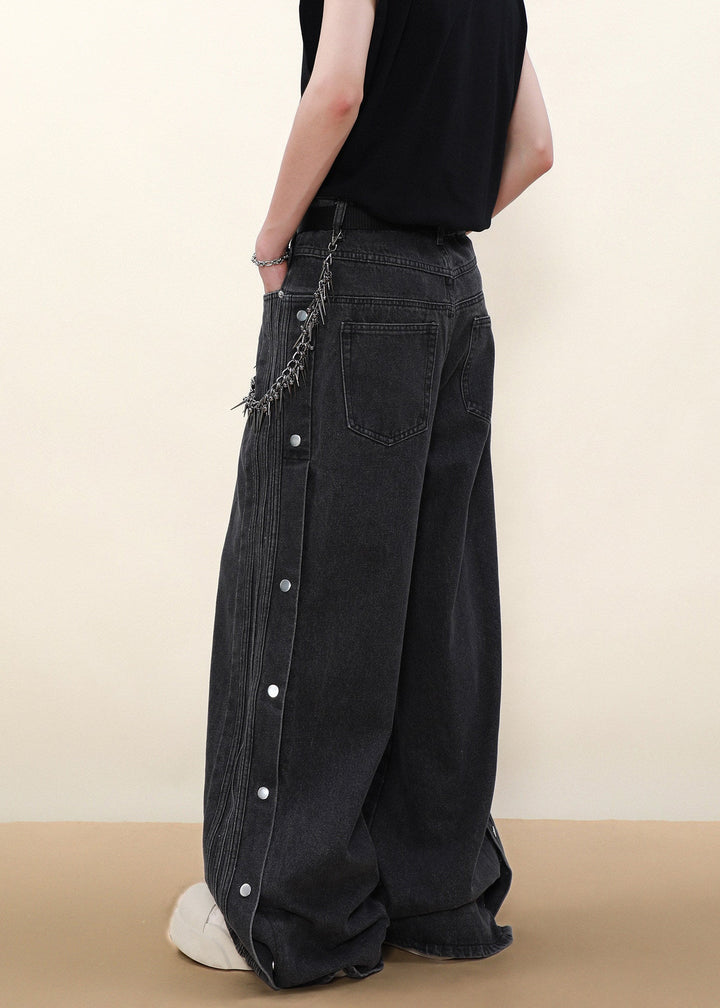 SIDE SNAP WIDE DENIM PANTS AEDES4594
