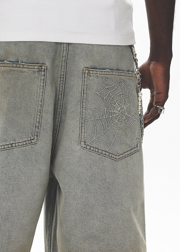 PEARL EMBROIDERED DENIM BERMUDA PANTS UWDES4482