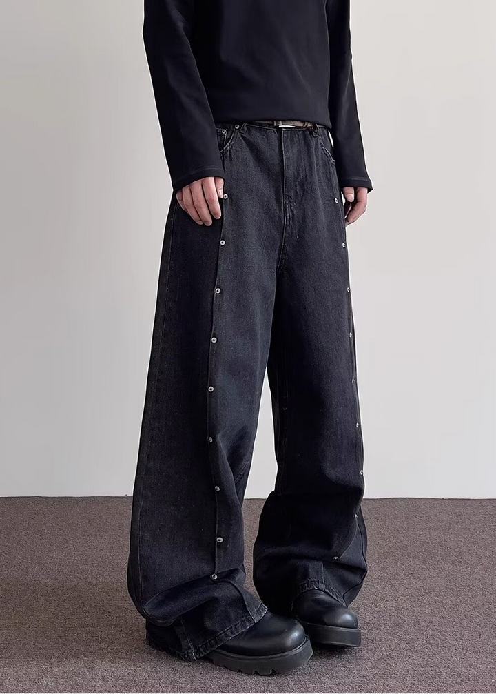 RIVET CURVE WIDE DENIM PANTS BEDES4640