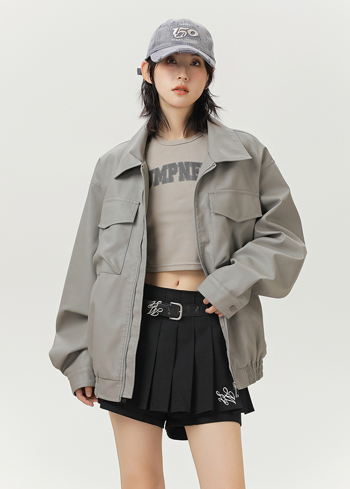 UTILITY POCKET LEATHER JACKET BEDES4521