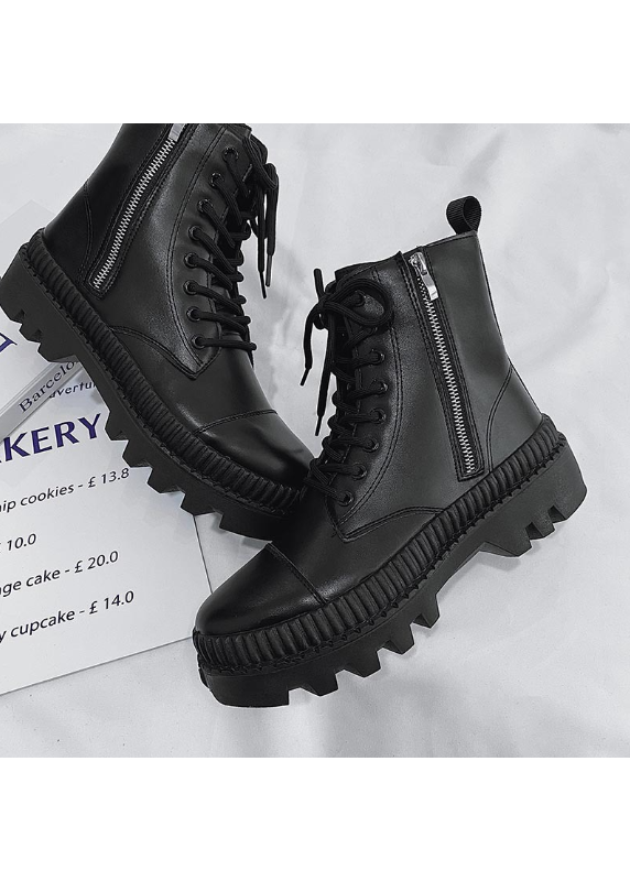 SIDE ZIP COMBAT PLATFORM BOOTS BEDES4546