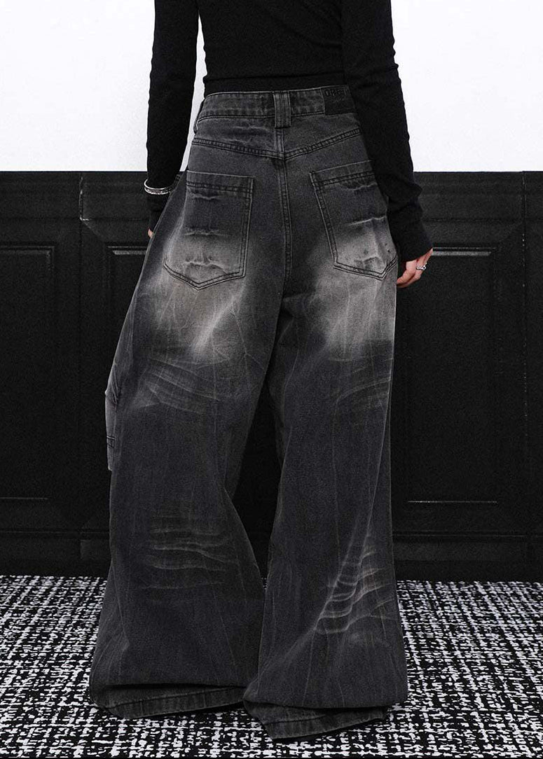 DESIGNED FADE WIDE BAGGY DENIM PANTS AEDES4569 - Deuku