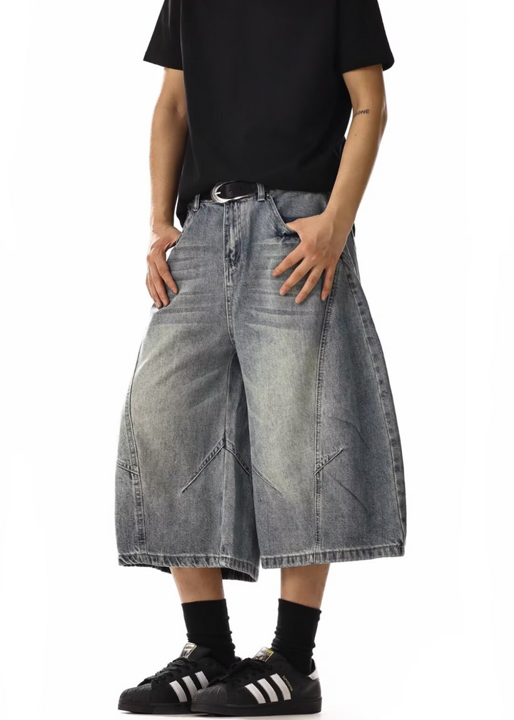 FADED BARREL DENIM CROPPED PANTS BEDES4716