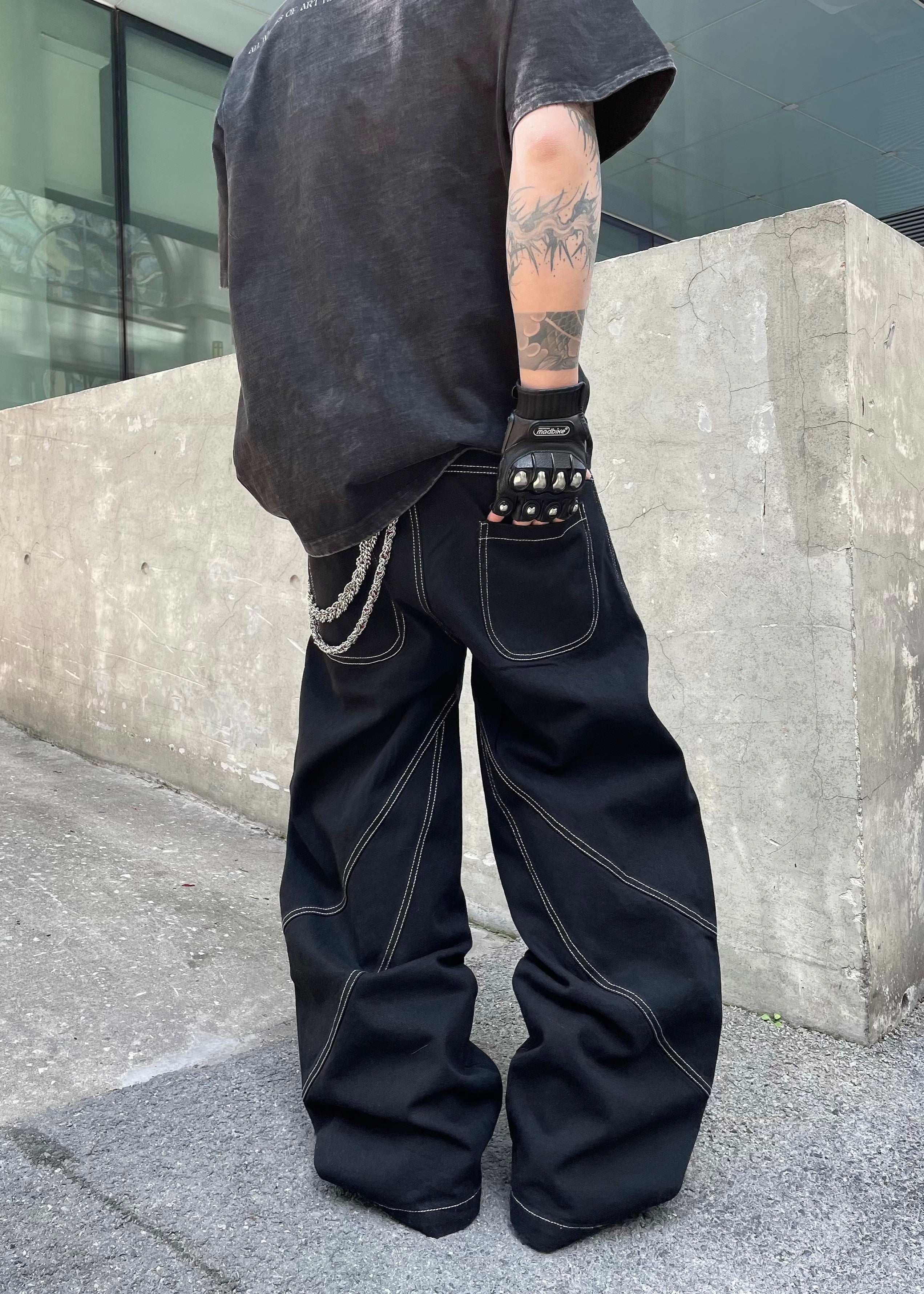 EMBROIDERED WIDE DENIM PANTS DFDES4478 – Deuku