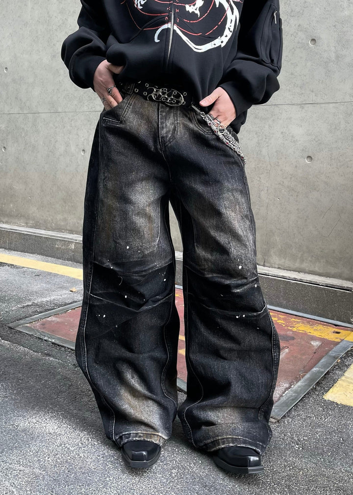 VINTAGELIKE PAINTED WIDE DENIM PANTS DFDES4475