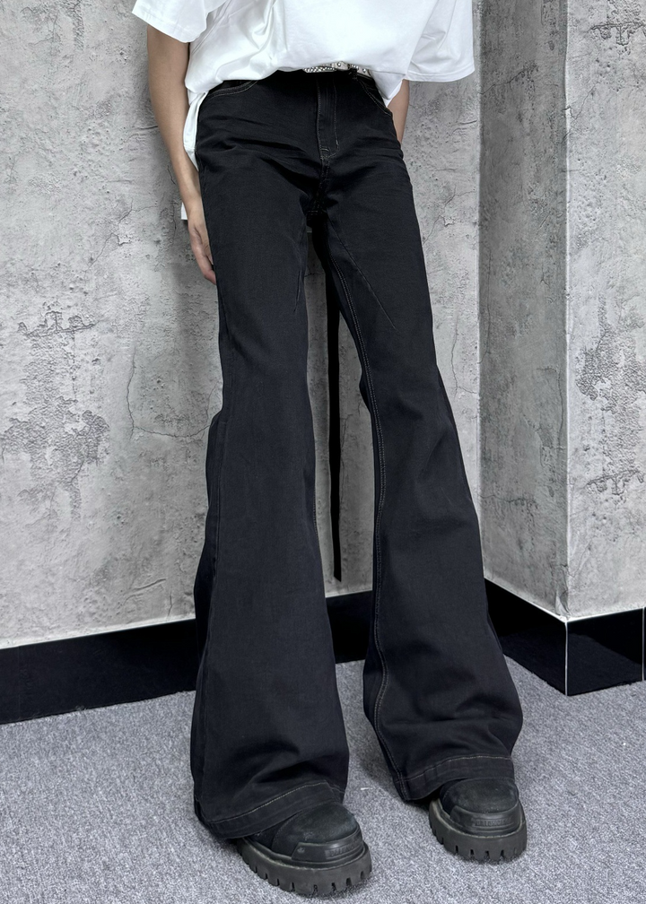 SUPER FLARE BLACK DENIM PANTS BEDES4748
