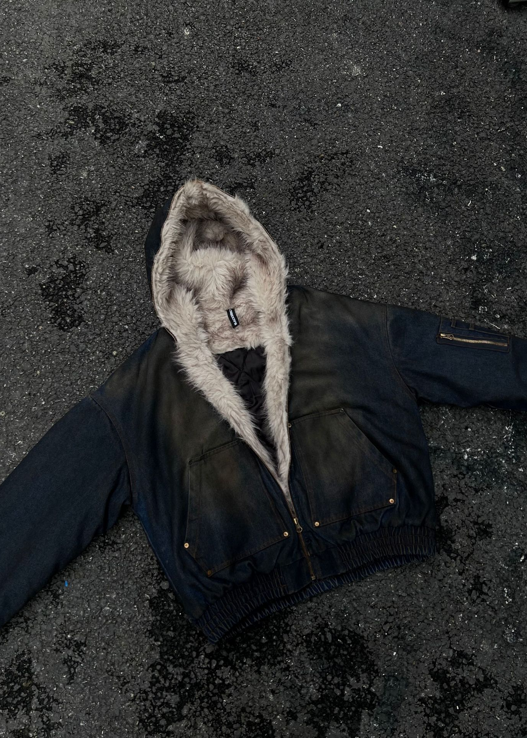 GRUNGE DENIM FUR HOOD BLOUSON BEDES4529