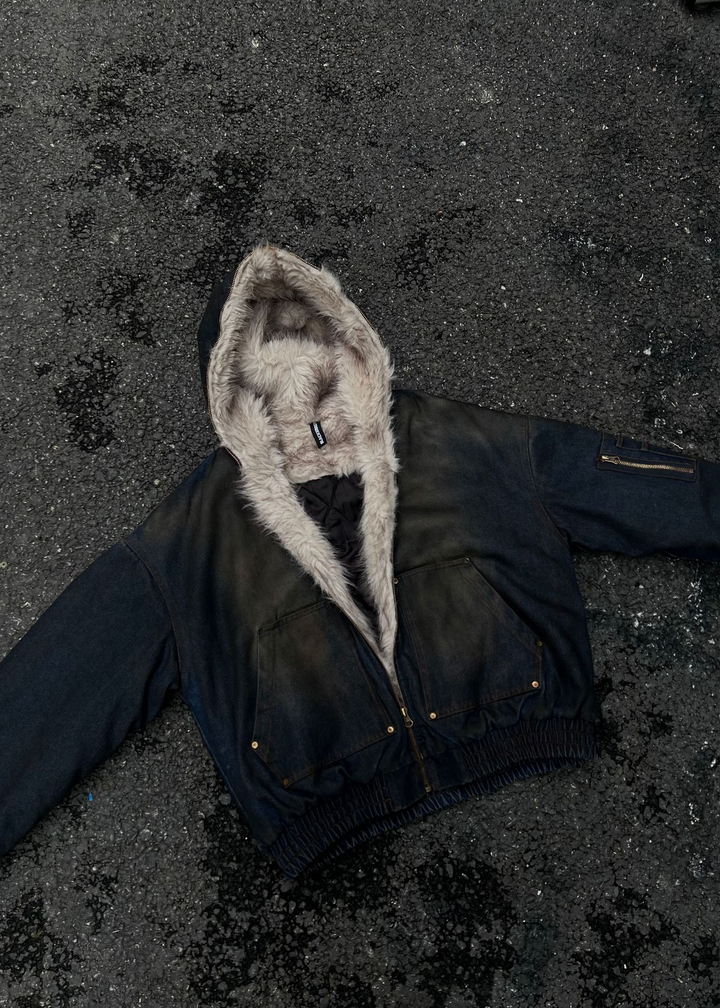 GRUNGE DENIM FUR HOOD BLOUSON BEDES4529