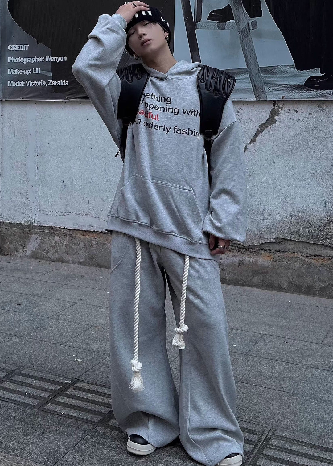 ROPE STRING WIDE SWEAT PANTS DFDES4494