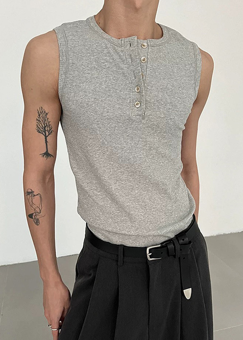 RIB HENLEY TANK TOP BEDES4725