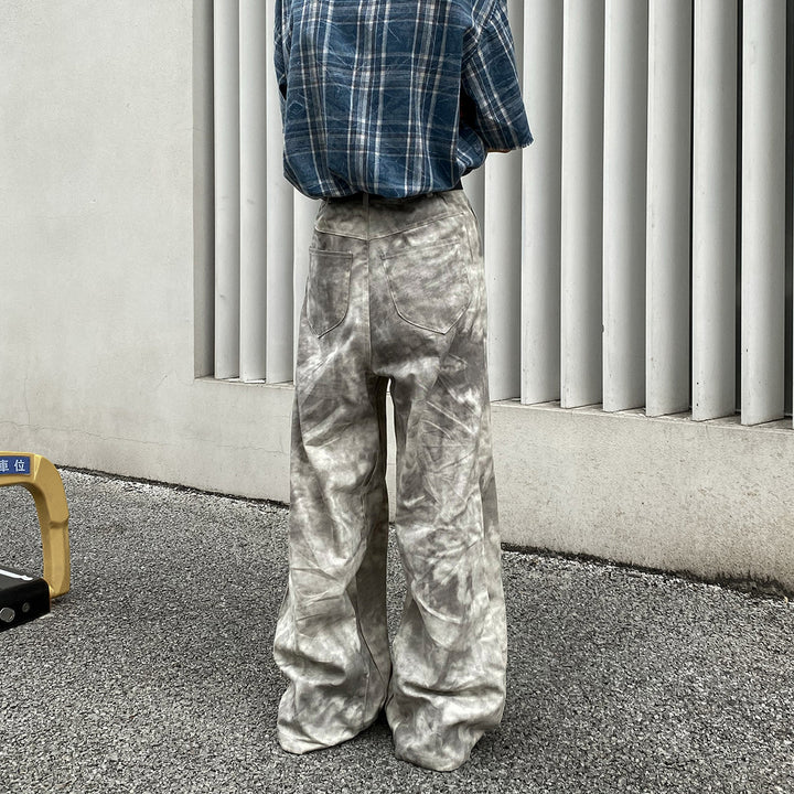 SMOKE TIE DYE SIDE PANEL WIDE PANTS AEDES4571 - Deuku