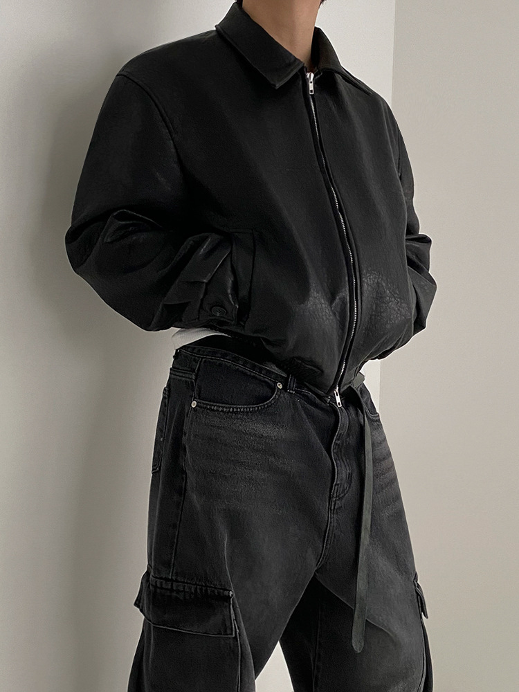 DOUBLE ZIP LEATHER JACKET BEDES4519