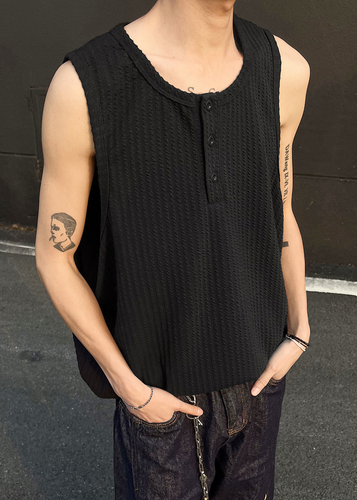 TEXTURED HENLEY TANK TOP BEDES4724