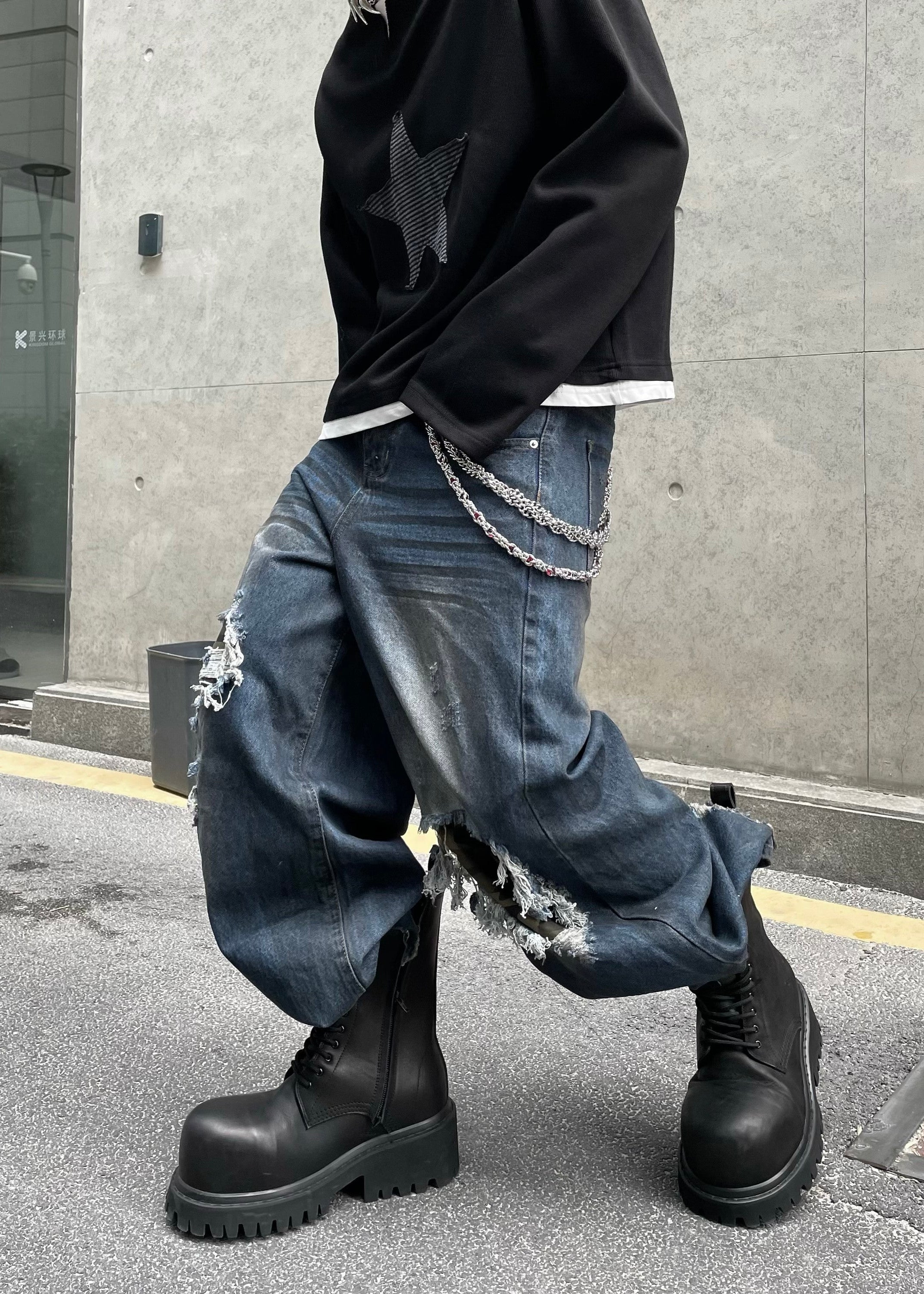 パンツ Denim Wide Leg Pants DAMAGED WIDE DENIM PANTS DFDES4476 – Deuku