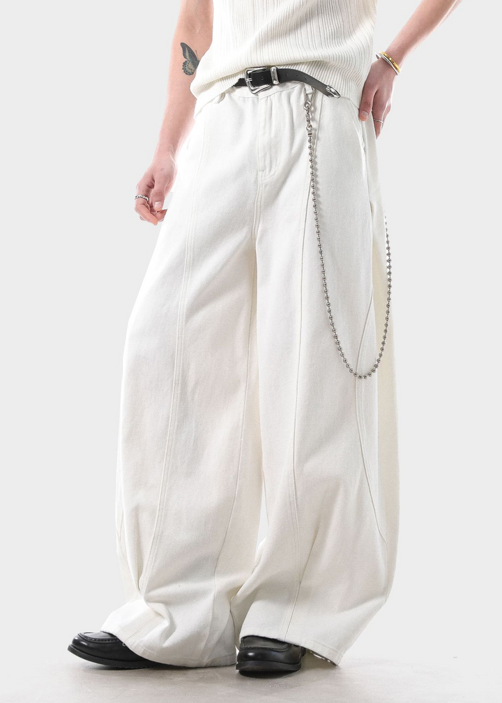VOLUME WIDE BUGGY DENIM PANTS BEDES4625