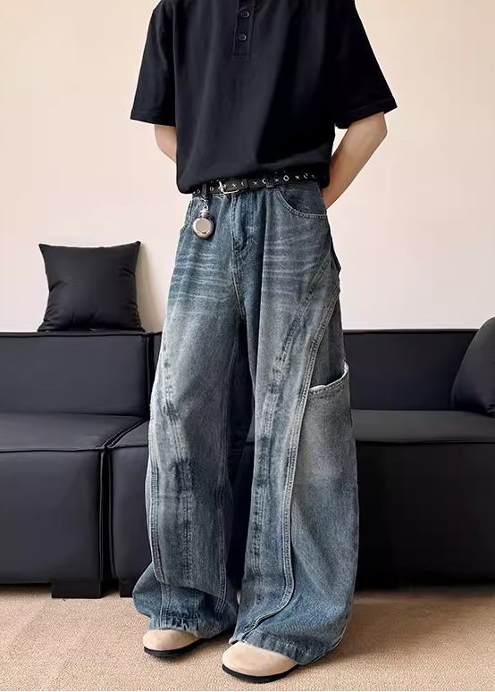 3D PANEL WIDE DENIM PANTS DFDES4588