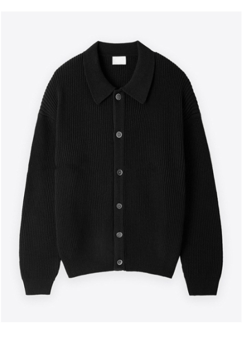 RIBBED COLLAR KNIT CARDIGAN BEDES4760