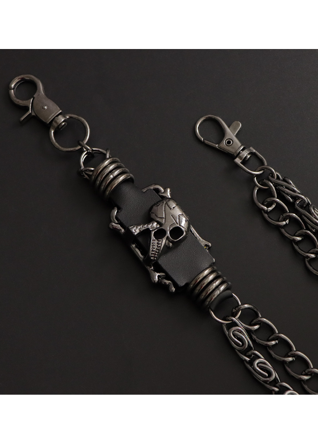 SKULL DOUBLE CHAIN WALLET CHAIN BEDES4713