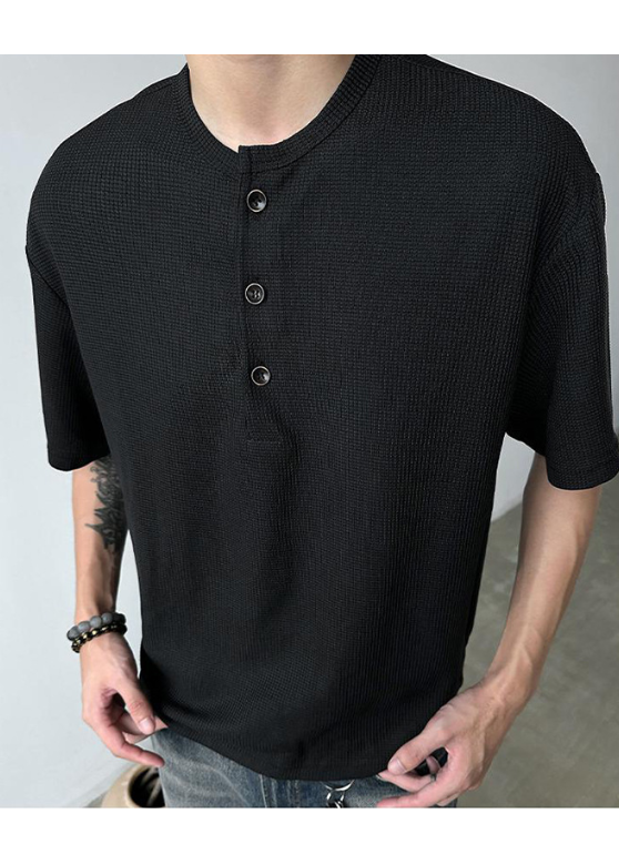 WAFFLE HENLEY NECK T-SHIRT BEDES4721