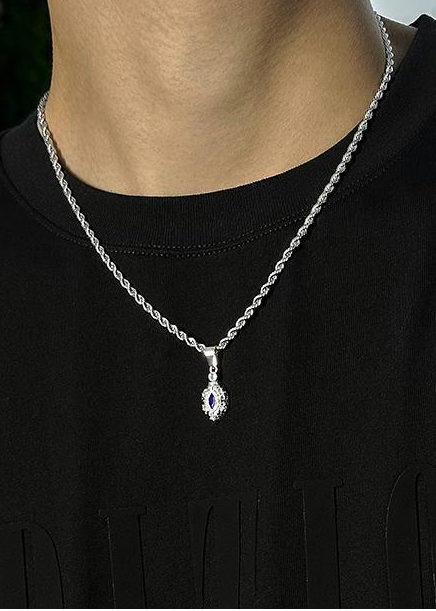 RETRO STONE ROPE CHAIN NECKLACE BEDES4729