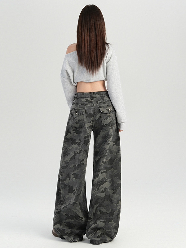 CAMO WIDE BUGGY DENIM PANTS BEDES4615