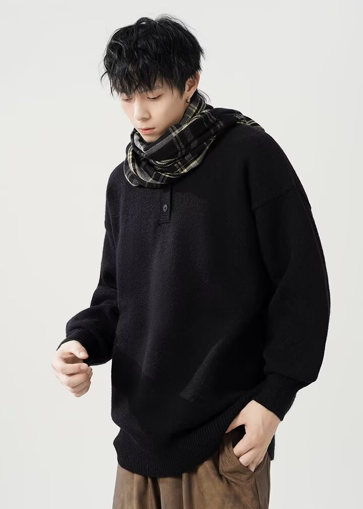 【サイズ依頼中】HENLEY NECK RELAXED KNIT BEDES4762