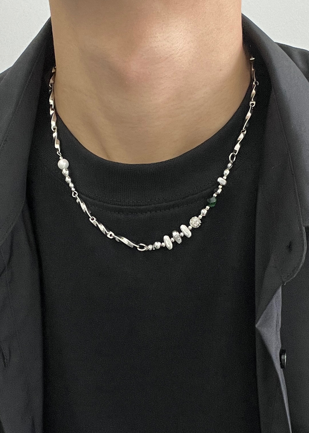 MIXED BEAD CHAIN NECKLACE BEDES4679