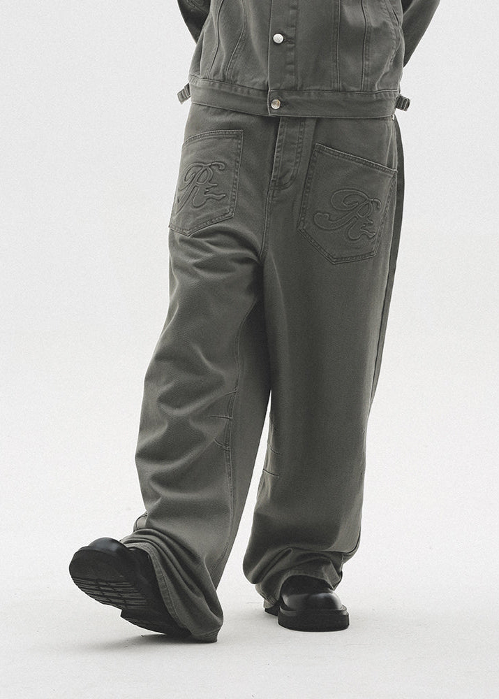 EMBOSSED LOGO PATCH POCKET DENIM PANTS UWDES4486