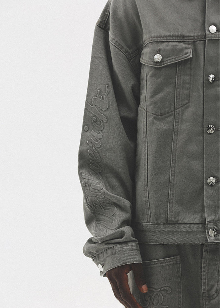 EMBOSSED LOGO SHORT DENIM JACKET UWDES4485