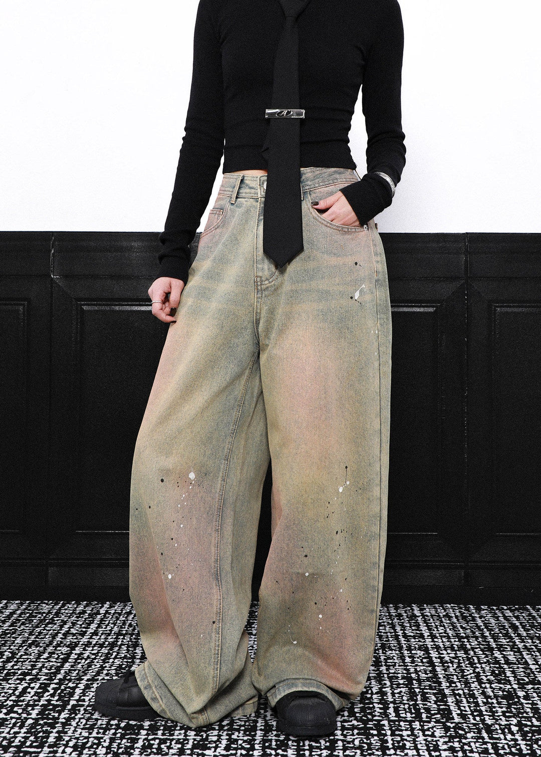 PAINT FADE WIDE DENIM PANTS AEDES4559