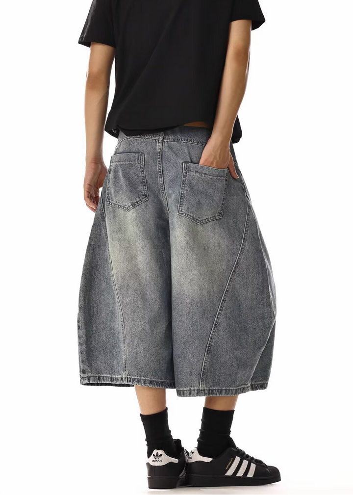 FADED BARREL DENIM CROPPED PANTS BEDES4716