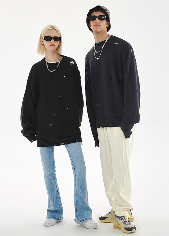 DAMAGED KNIT PULLOVER BEDES4526