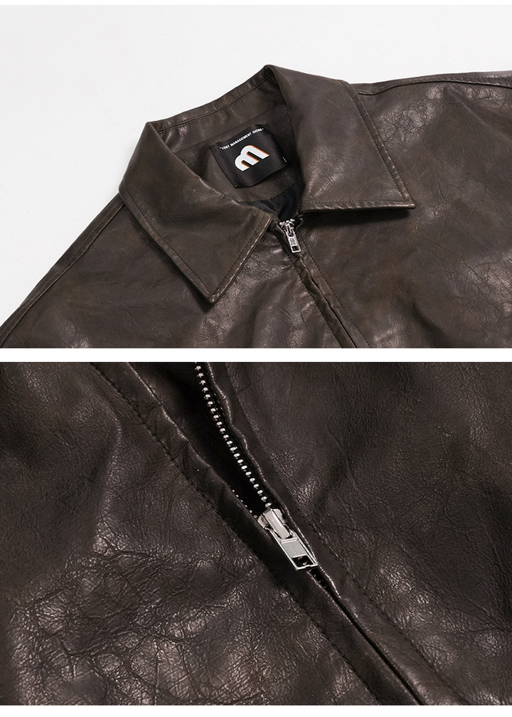 DOUBLE ZIP LEATHER JACKET BEDES4519