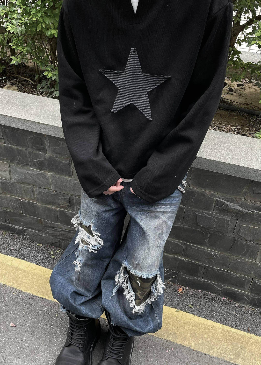 STAR PATCH LONG T-SHIRT DFDES4618