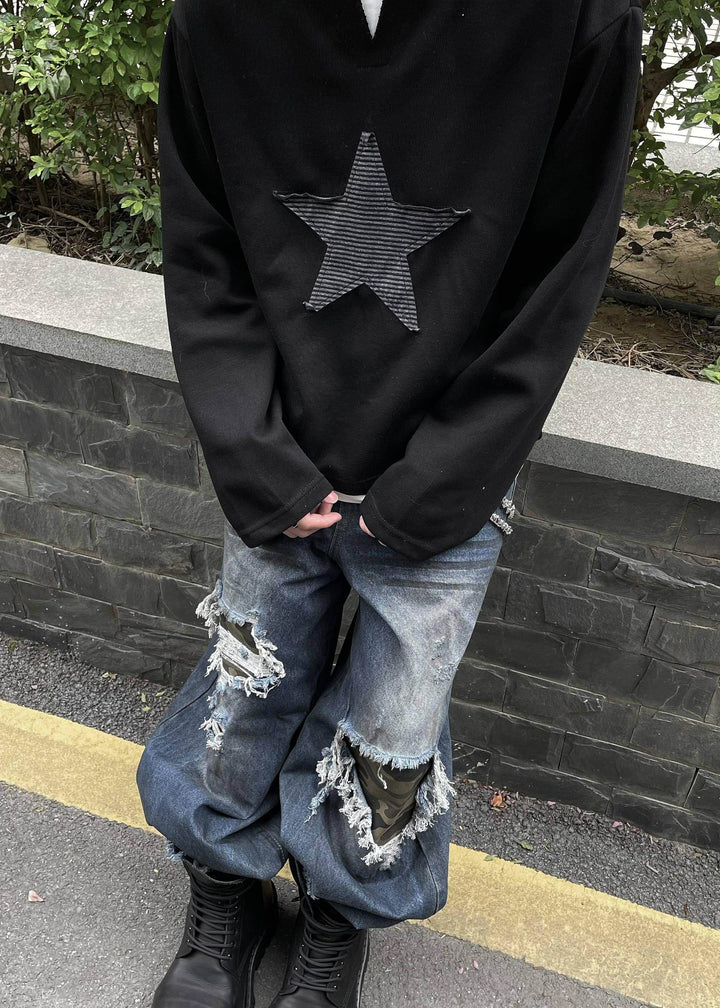 STAR PATCH LONG T-SHIRT DFDES4618