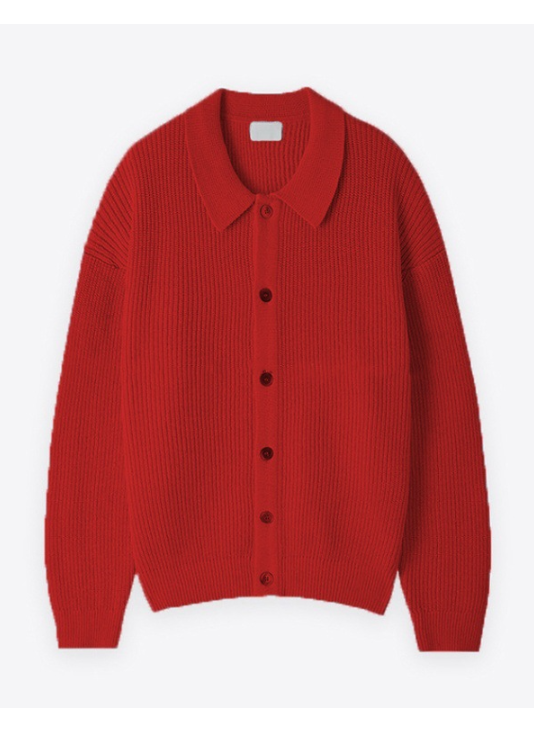 RIBBED COLLAR KNIT CARDIGAN BEDES4760
