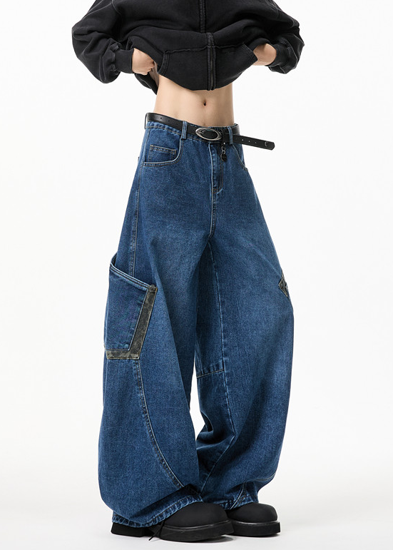 LEOPARD PATCH WIDE CURVE DENIM PANTS AEDES4593