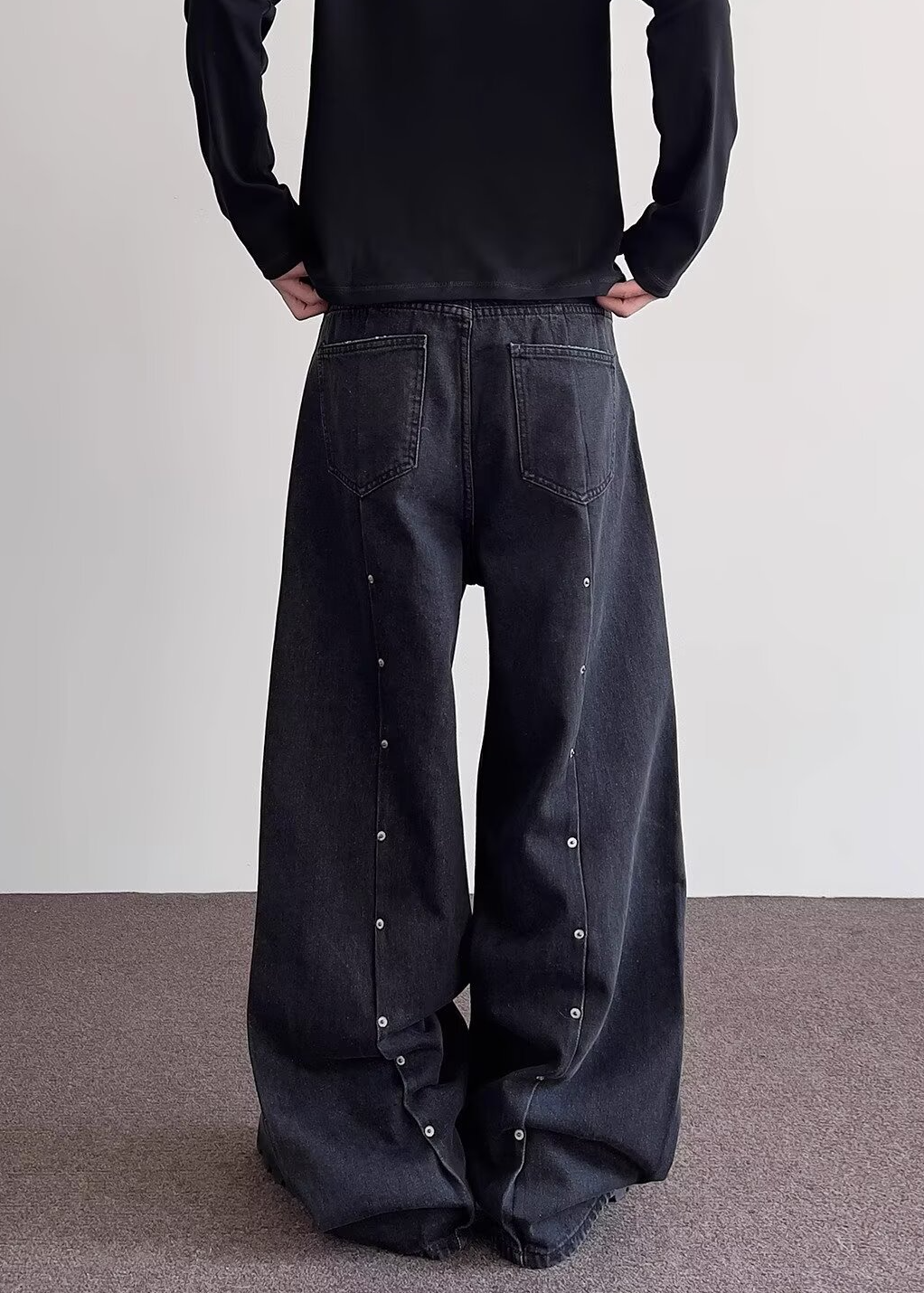 RIVET CURVE WIDE DENIM PANTS BEDES4640