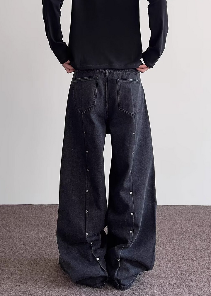 RIVET CURVE WIDE DENIM PANTS BEDES4640